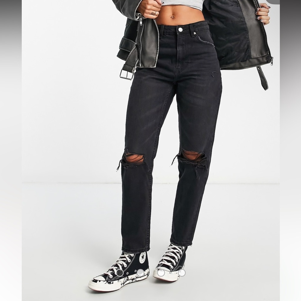 Bershka ripped detail mom jean